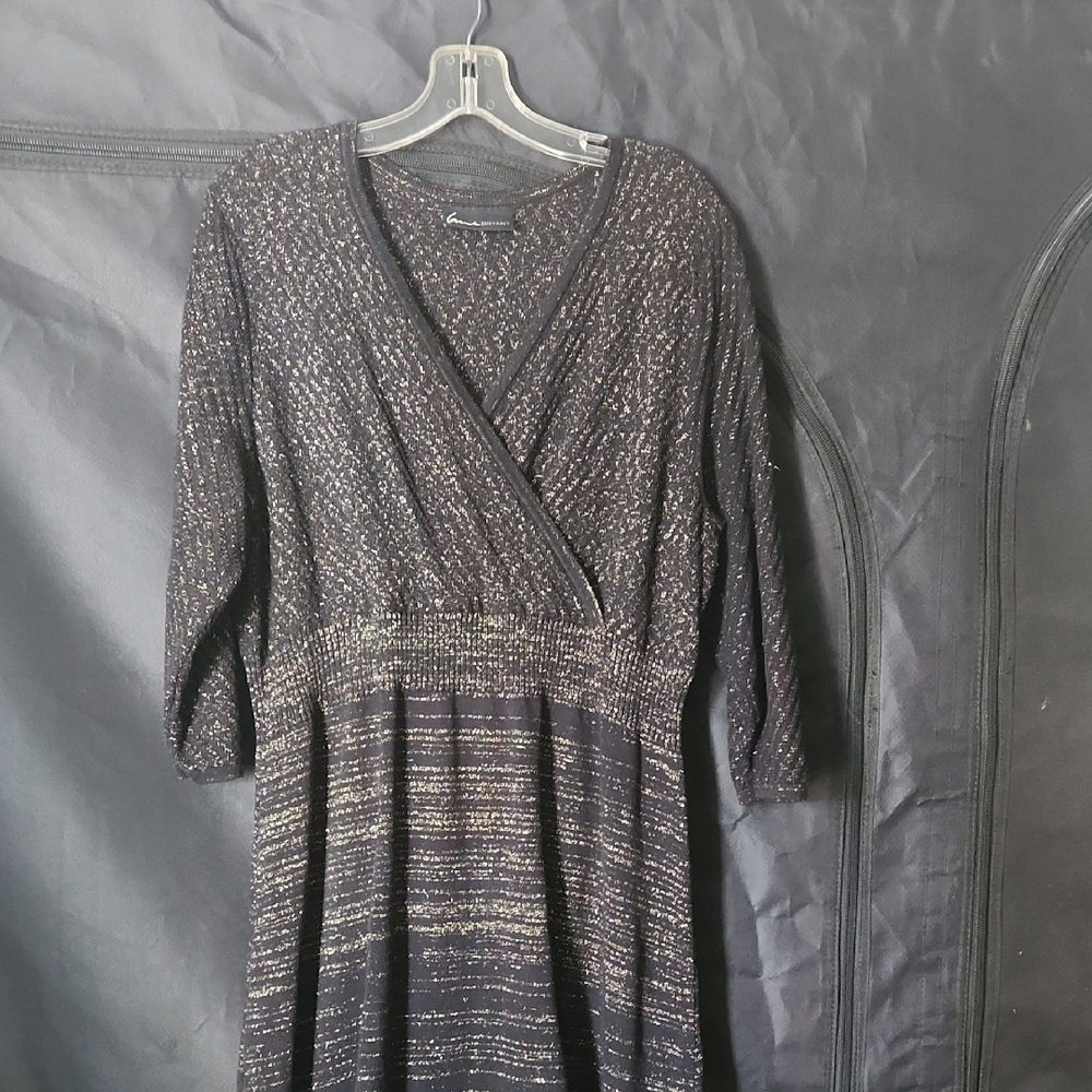 Lane Bryant Black and Gold Sparkle Long Sleeve Dress